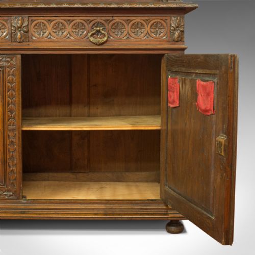 ANTIQUE CARVED BRETON BUFFET CABINET FRENCH OAK CIRCA 1880 - ADDITIONAL PHOTO 11