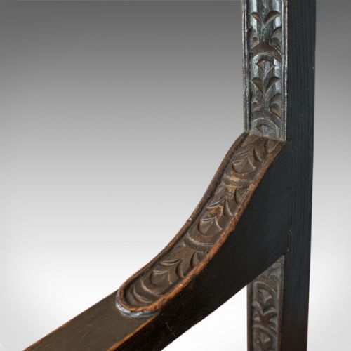 fig 1. Antique Elbow Chair, Victorian, Oak, Leather, Carver, Armchair, Circa 1870