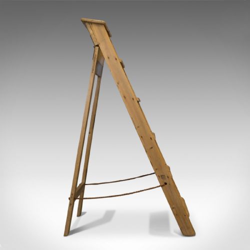 fig 3. Antique Step Ladder, English, Victorian, Pine, Set of Steps, Display, Circa 1900