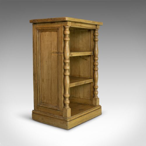 Antique Pine Open Bookcase, Narrow, English, Victorian, Bookshelf, Circa 1900