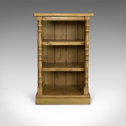 fig 1. Antique Pine Open Bookcase, Narrow, English, Victorian, Bookshelf, Circa 1900