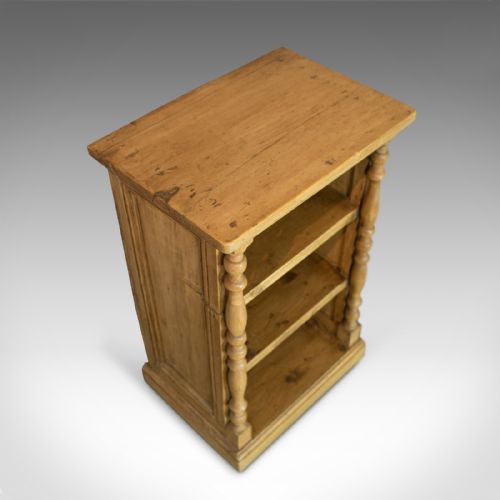 fig 4. Antique Pine Open Bookcase, Narrow, English, Victorian, Bookshelf, Circa 1900