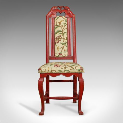fig 1. Set of Six Antique Dining Chairs, Continental Painted Kitchen, Needlepoint c1850