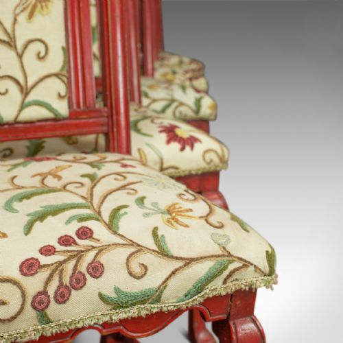 fig 5. Set of Six Antique Dining Chairs, Continental Painted Kitchen, Needlepoint c1850