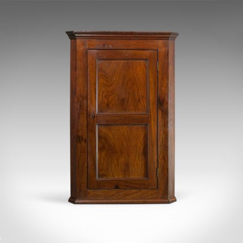 Antique Corner Cabinet, English, Georgian, Mahogany, Cupboard, Circa 1800