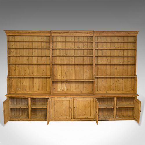 fig 3. Very Large, Antique Dresser, Victorian, Pine, Kitchen Cabinet, Bookcase, c.1850