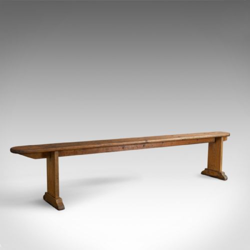 Long Antique Bench, 7 Foot 4 Inch, Victorian, Kitchen, Pew, Seat, Circa 1900