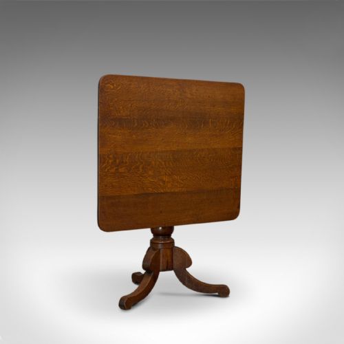 Antique Tilt-top Table, English, Victorian, Oak, Side, Lamp, Card, Circa 1850