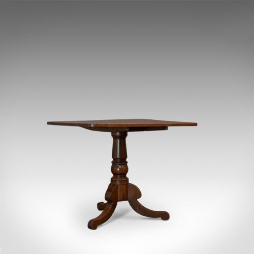 fig 1. Antique Tilt-Top Table, English, Victorian, Oak, Side, Lamp, Card, Circa 1850
