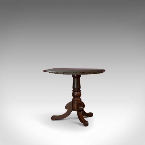 fig 3. Antique Tilt-Top Table, English, Victorian, Oak, Side, Lamp, Card, Circa 1850