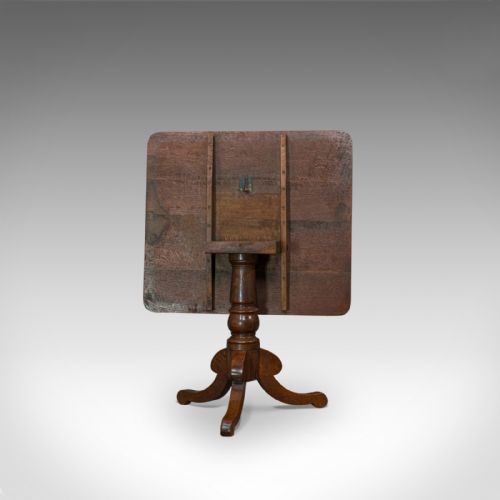 fig 4. Antique Tilt-Top Table, English, Victorian, Oak, Side, Lamp, Card, Circa 1850
