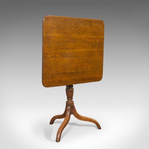 Antique Tripod Table, English, Regency, Tilt-top, Oak, Side, Circa 1830