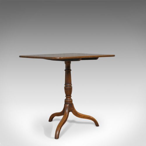 fig 1. Antique Tripod Table, English, Regency, Tilt-Top, Oak, Side, Circa 1830