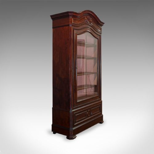 Antique Display Cabinet, Victorian, Flame Mahogany Vitrine, Circa 1850