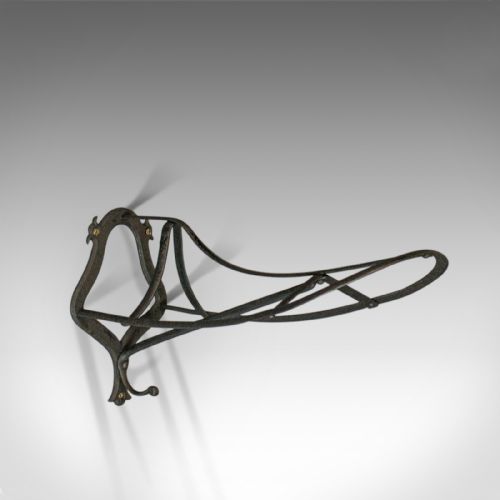 Antique Saddle Rack, English, Victorian, Wall Mounted, Forged Iron, Circa 1900