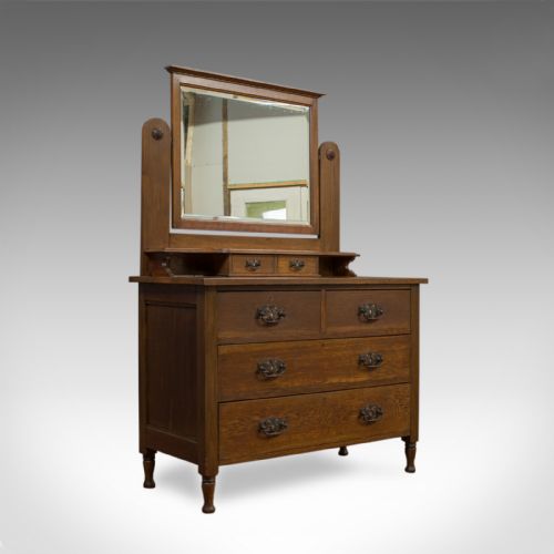 fig 1. Antique Dressing Table, Ray and Miles, Edwardian, Oak, Vanity Chest, Circa 1910