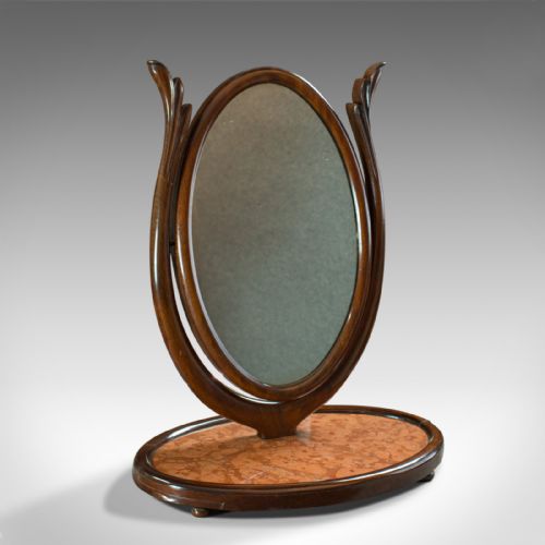 fig 1. Antique Platform Mirror, Regency, Mahogany, Vanity, Toilet, Swing, Circa 1830