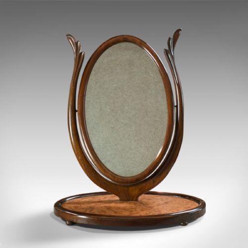 fig 2. Antique Platform Mirror, Regency, Mahogany, Vanity, Toilet, Swing, Circa 1830