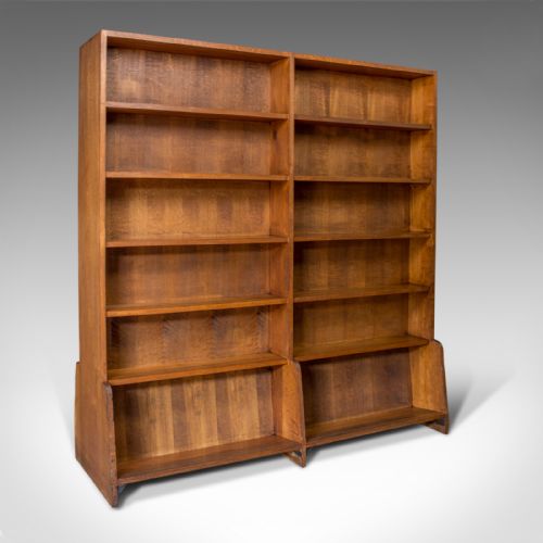 Antique Library Bookshelf, Pitch Pine, Double-sided Bookcase, Room Divider C1910