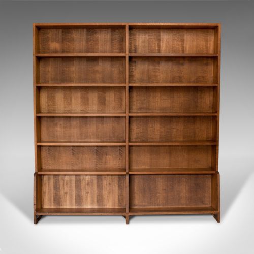 fig 1. Antique Library Bookshelf, Pitch Pine, Double-Sided Bookcase, Room Divider c1910