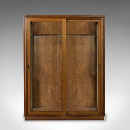 fig 1. Antique Glazed Wardrobe Cabinet, Oak, Retail Shop Fitting, Display, circa 1900