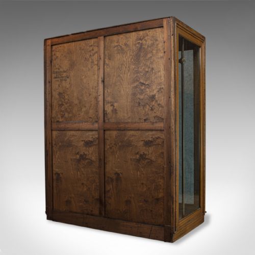 fig 3. Antique Glazed Wardrobe Cabinet, Oak, Retail Shop Fitting, Display, circa 1900