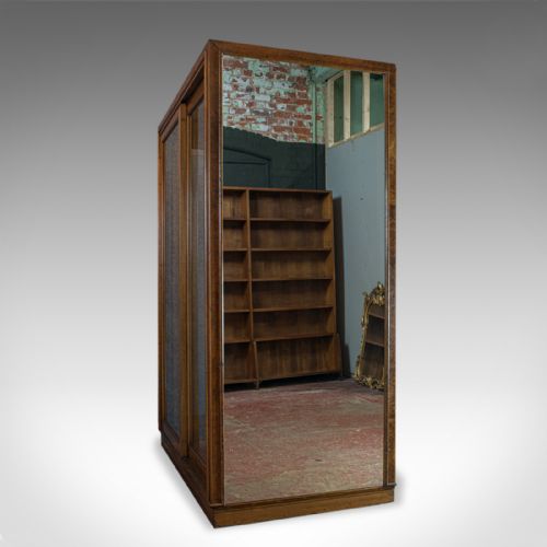 fig 4. Antique Glazed Wardrobe Cabinet, Oak, Retail Shop Fitting, Display, circa 1900