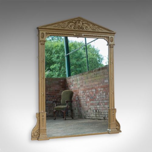 VERY LARGE ANTIQUE OVERMANTEL MIRROR 230X1895CM 7'5X6'2 CLASSICAL C1850
