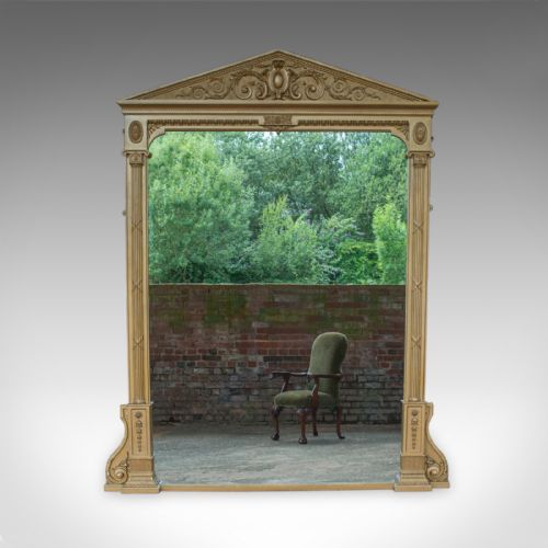 VERY LARGE ANTIQUE OVERMANTEL MIRROR 230X1895CM 7'5X6'2 CLASSICAL C1850 - ADDITIONAL PHOTO 1