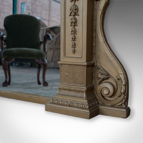 VERY LARGE ANTIQUE OVERMANTEL MIRROR 230X1895CM 7'5X6'2 CLASSICAL C1850 - ADDITIONAL PHOTO 7