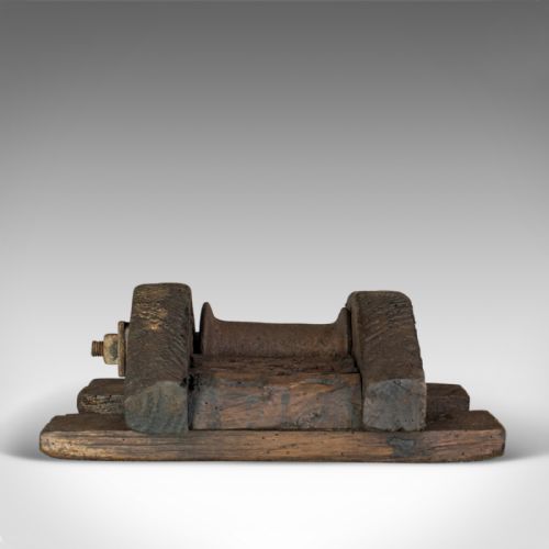 fig 1. Antique Rope Pulley, English, Victorian, Rustic, Sleeper, Pine, Circa 1900