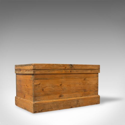 Antique Pine Trunk, English, Victorian, Storage, Chest, Circa 1850