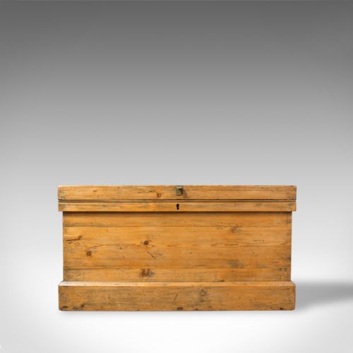 fig 2. Antique Pine Trunk, English, Victorian, Storage, Chest, Circa 1850