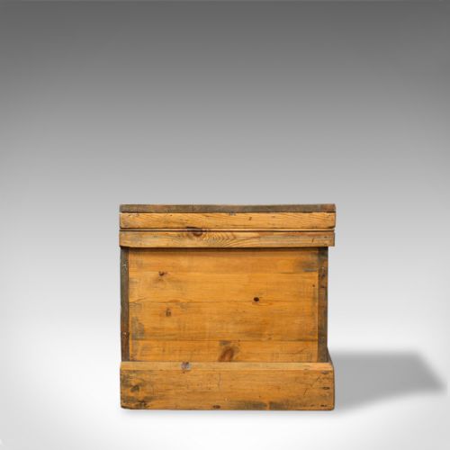 fig 3. Antique Pine Trunk, English, Victorian, Storage, Chest, Circa 1850