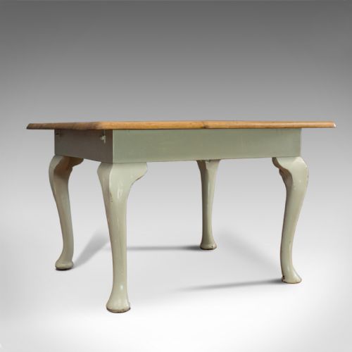 Antique Dining Table, Square, Pine, Mahogany, Country Kitchen, Seats Four C.1900