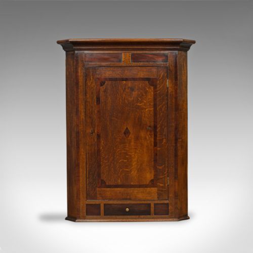 fig 1. Antique Corner Cabinet, English, Georgian, Oak, Hanging, Wall Cupboard, c.1780