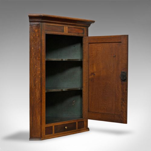 fig 4. Antique Corner Cabinet, English, Georgian, Oak, Hanging, Wall Cupboard, c.1780