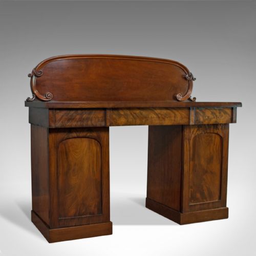 Antique Pedestal Sideboard, English, Mahogany, Dresser, Victorian, Circa 1850