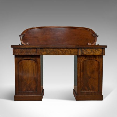 fig 1. Antique Pedestal Sideboard, English, Mahogany, Dresser, Victorian, Circa 1850