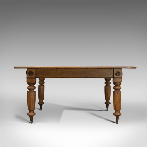 fig 1. Antique Dining Table, English, Victorian, Oak, Country Kitchen, Seats Six, c1880