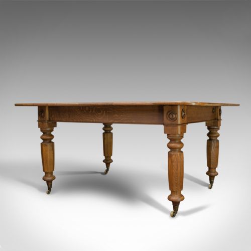 fig 3. Antique Dining Table, English, Victorian, Oak, Country Kitchen, Seats Six, c1880