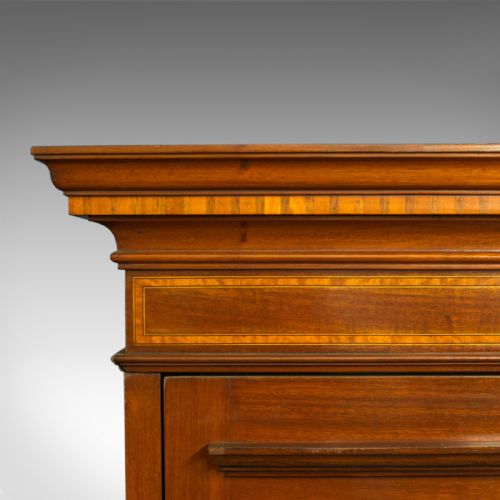 fig 5. Antique Mirrored Wardrobe, English, Edwardian, Mahogany, Boxwood, Circa 1910