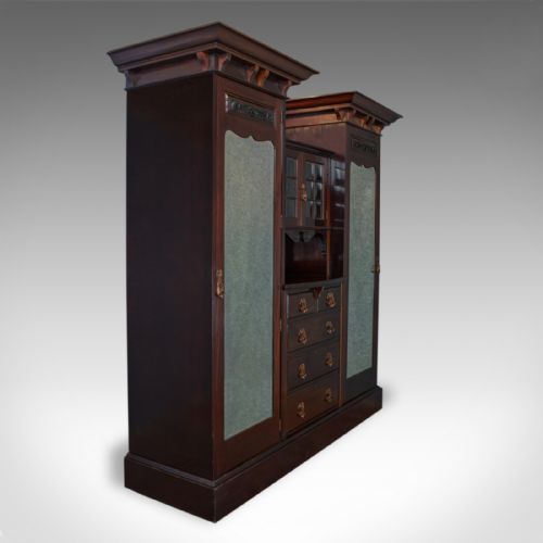 fig 1. Antique Wardrobe, Maple and Co, English, Mahogany, Victorian, Art Nouveau C.1880