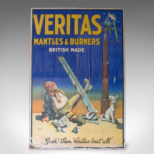 fig 1. Very Large Antique Advertisement Poster, Veritas, Lithograph, John Hassall c1920