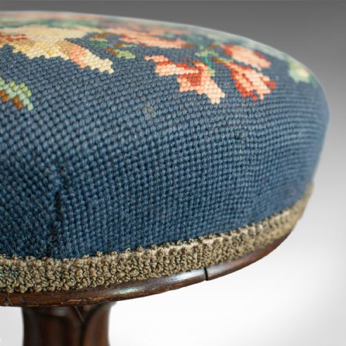 fig 3. Antique Piano Stool, Rosewood, Music, Regency, Adjustable, Needlepoint, c.1830