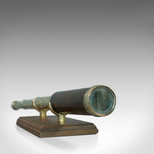 fig 4. Antique Telescope, English, 3 Draw Refractor, Silberrad Aldgate, 19th Century
