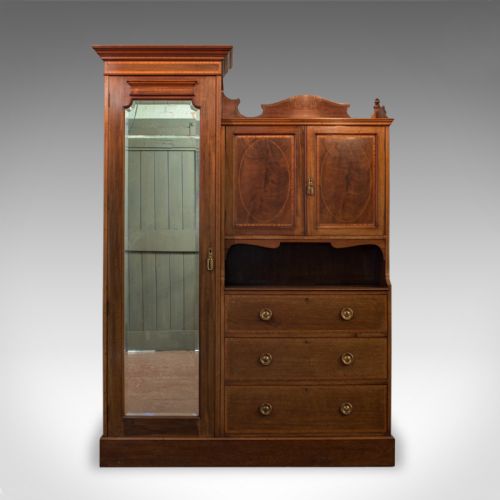 fig 3. Antique Mirrored Wardrobe, English, Edwardian, Mahogany, Compactum, Circa 1910