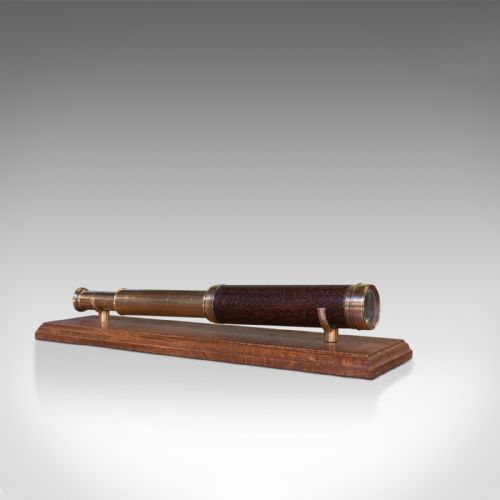 fig 1. Antique Telescope, English, 3 Draw, Refractor, Silberrad Aldgate, 19th Century