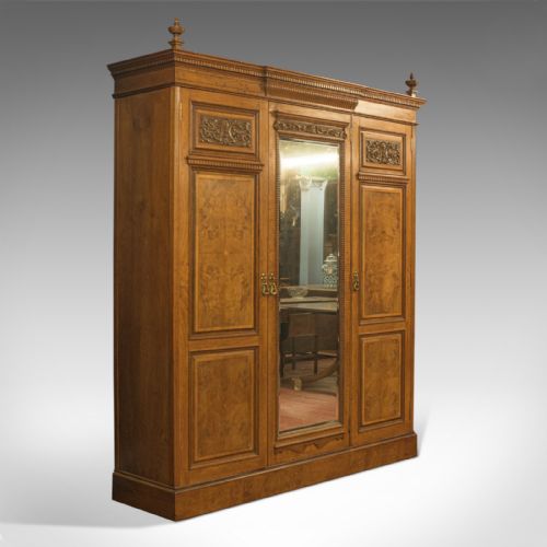 Antique Triple Wardrobe, Scottish, Oak, Compactum, Victorian, Circa 1870