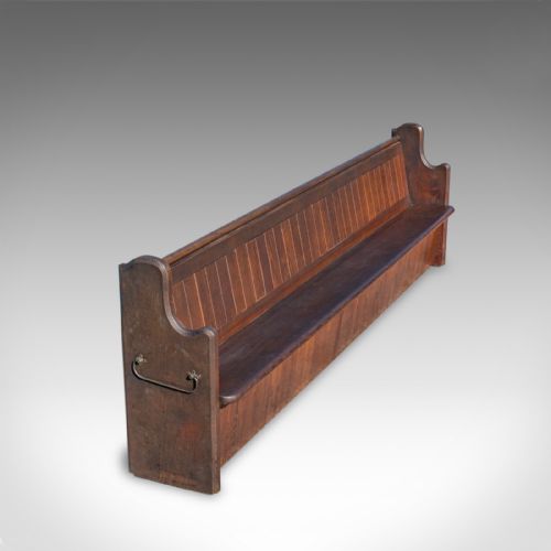 fig 2. Large 10 foot Antique Pew, English, Pitch Pine, Bench, Seat, 7-8, Victorian
